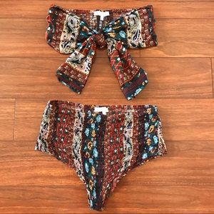 Adorable Smocked Boho Print Swim Set